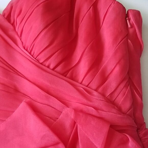 THEIA Dress, beautiful Red Silk Organza Strapless - Picture 6 of 8